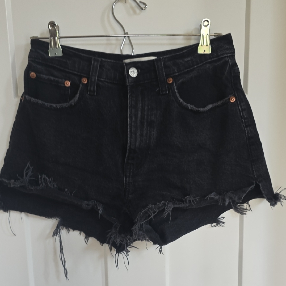 Abercrombie & Fitch Black Frayed Jean Shorts